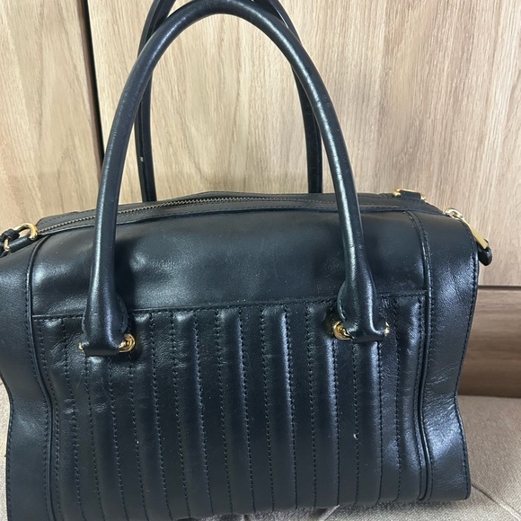 Ralph Lauren Black Leather Handbag 12 X 10 - Picture 6 of 12